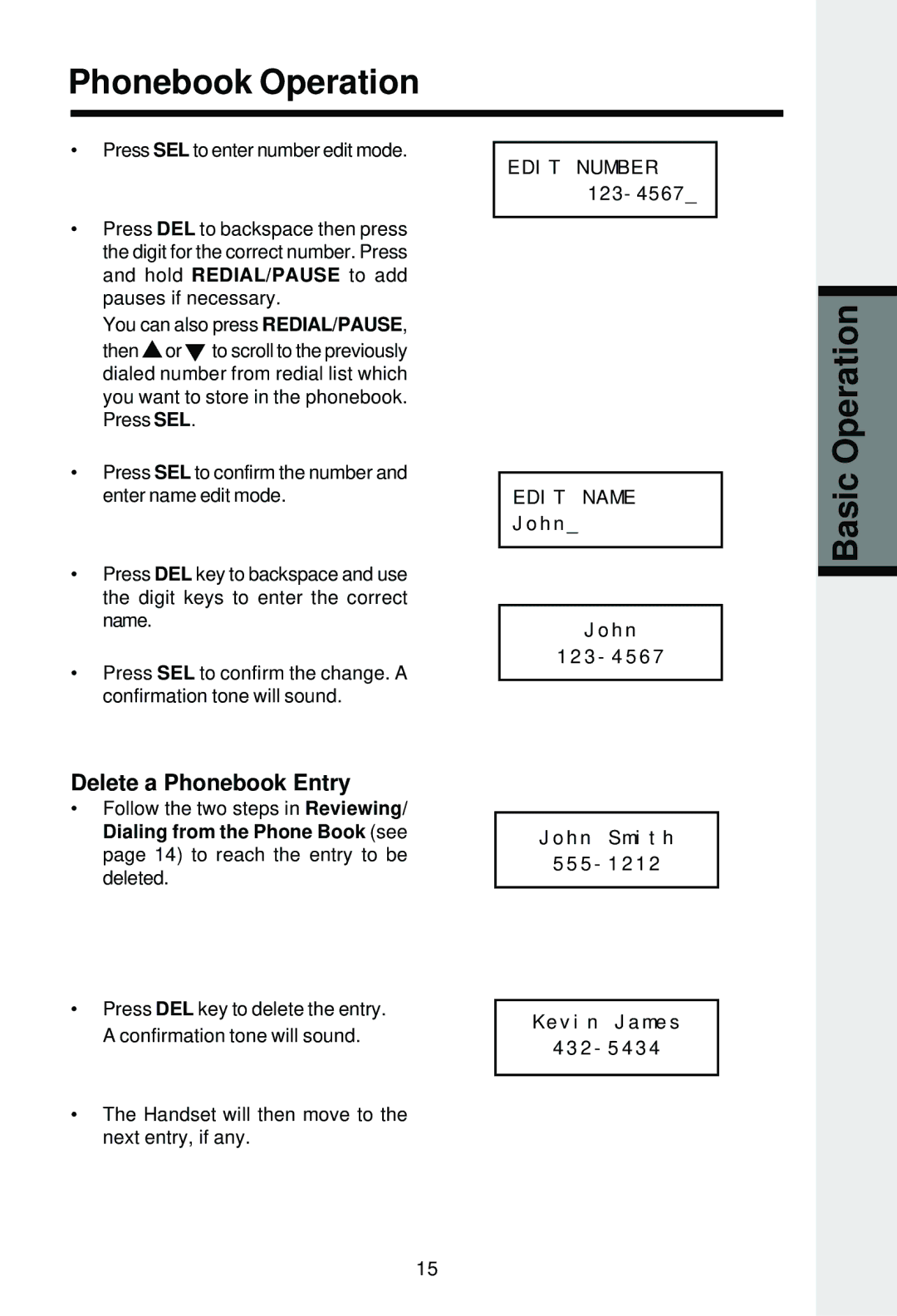 VTech VT2625 user manual Delete a Phonebook Entry 