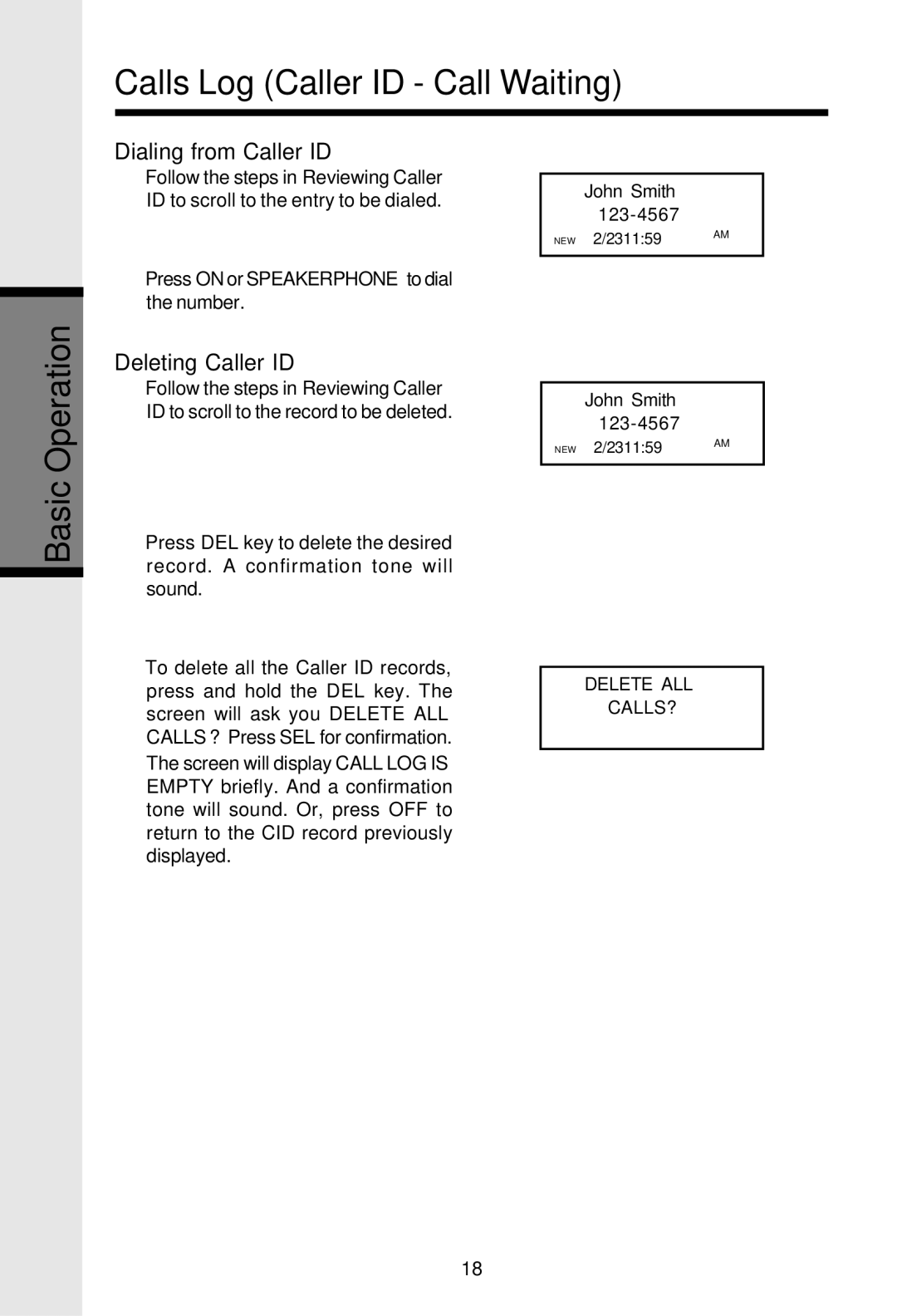 VTech VT2625 user manual Dialing from Caller ID, Deleting Caller ID 