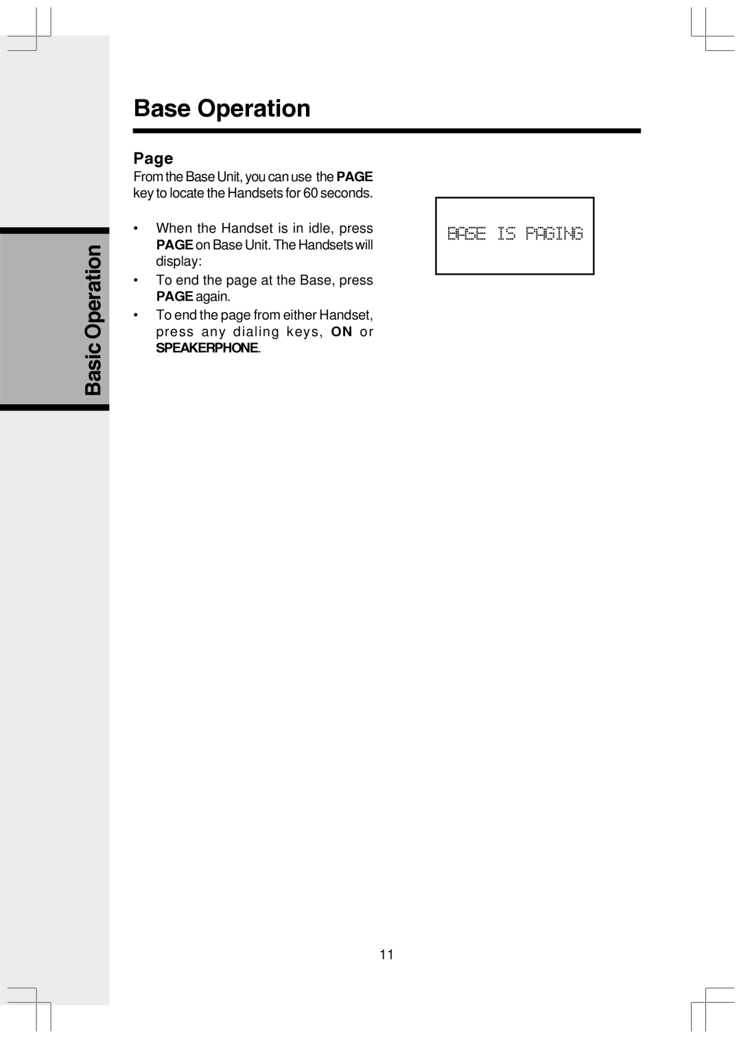 VTech VT2650 user manual Base Operation 