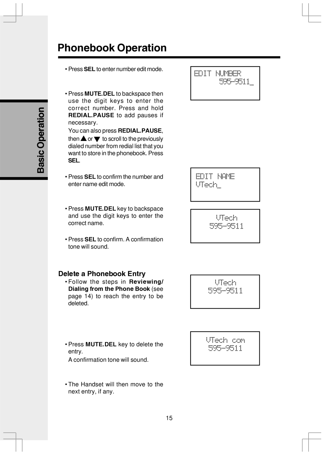 VTech VT2650 user manual Delete a Phonebook Entry 