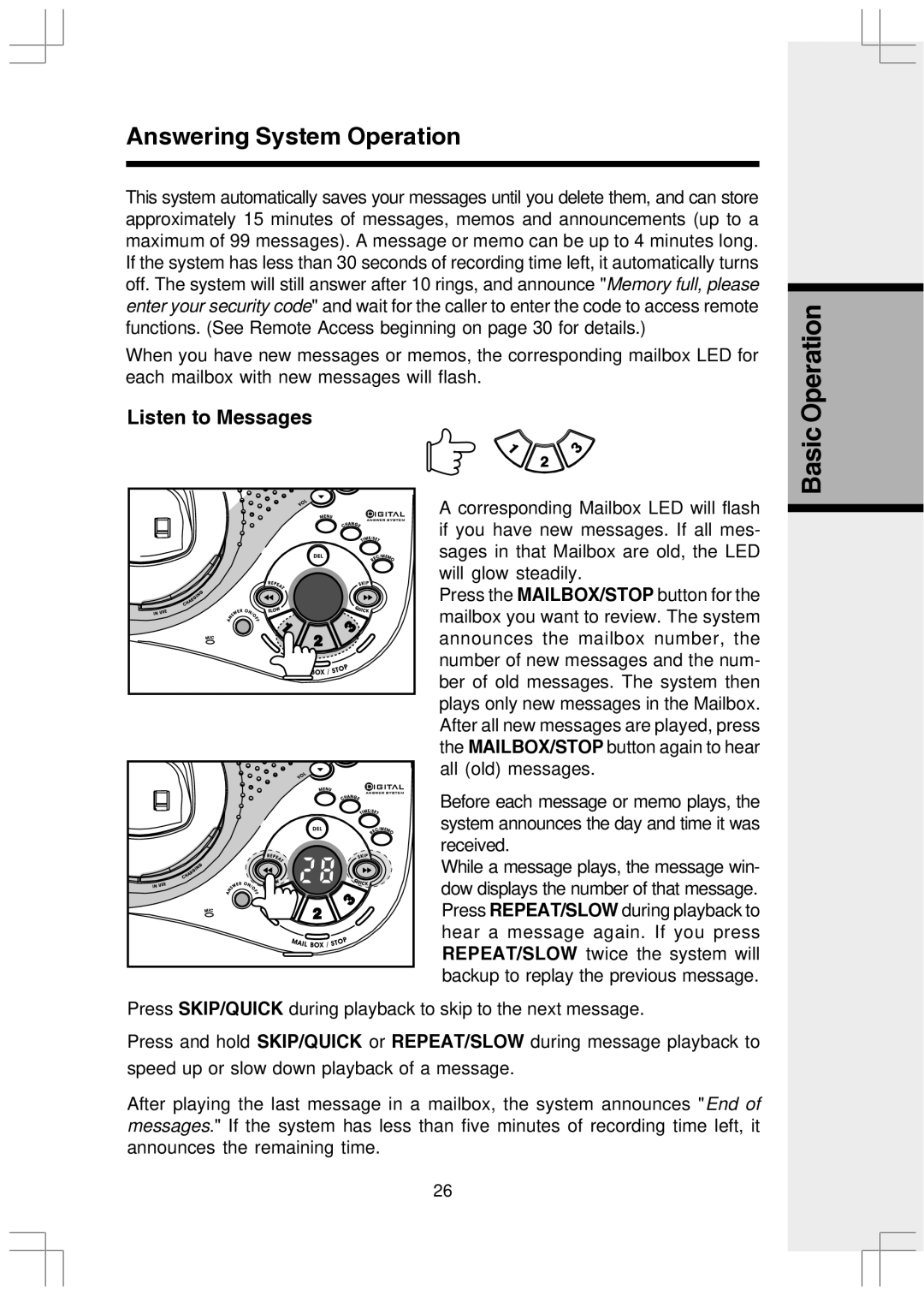 VTech VT2650 user manual Listen to Messages 