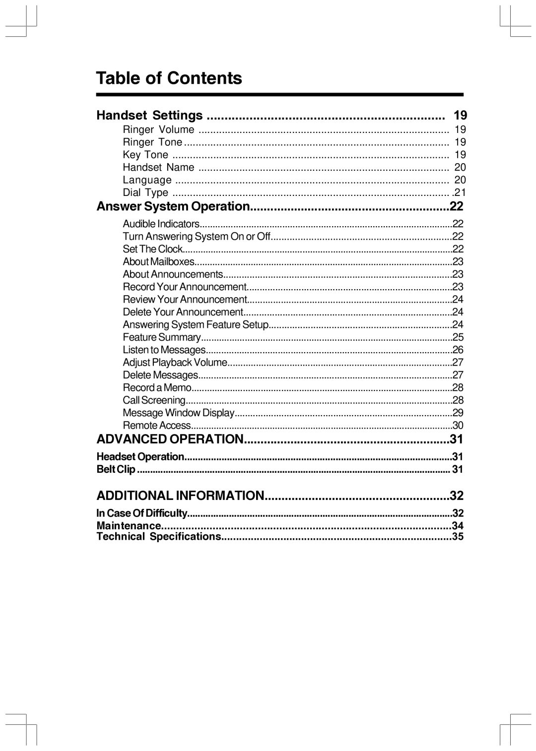 VTech VT2650 user manual Handset Settings, Answer System Operation 