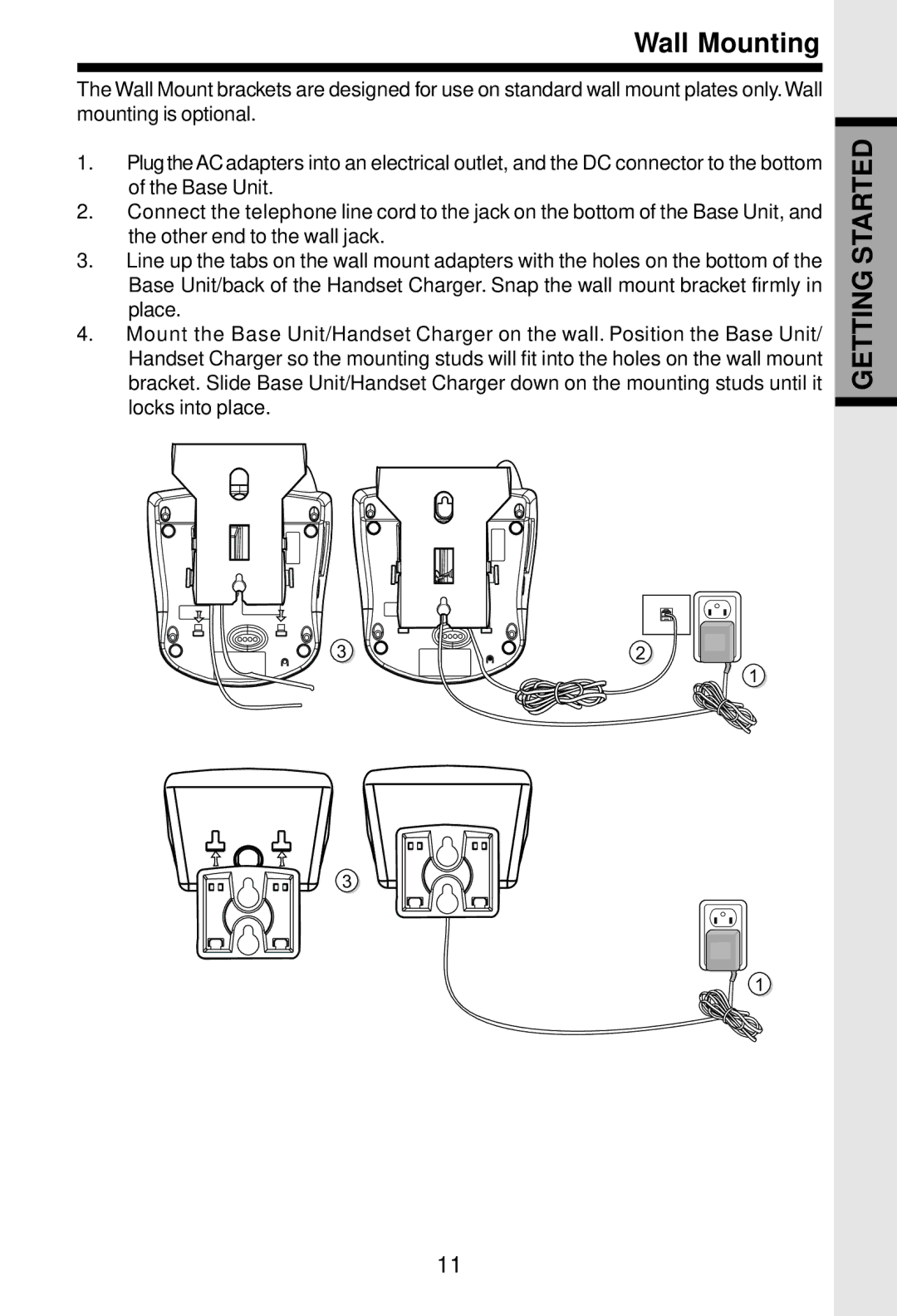 VTech VT5831 important safety instructions Wall Mounting 