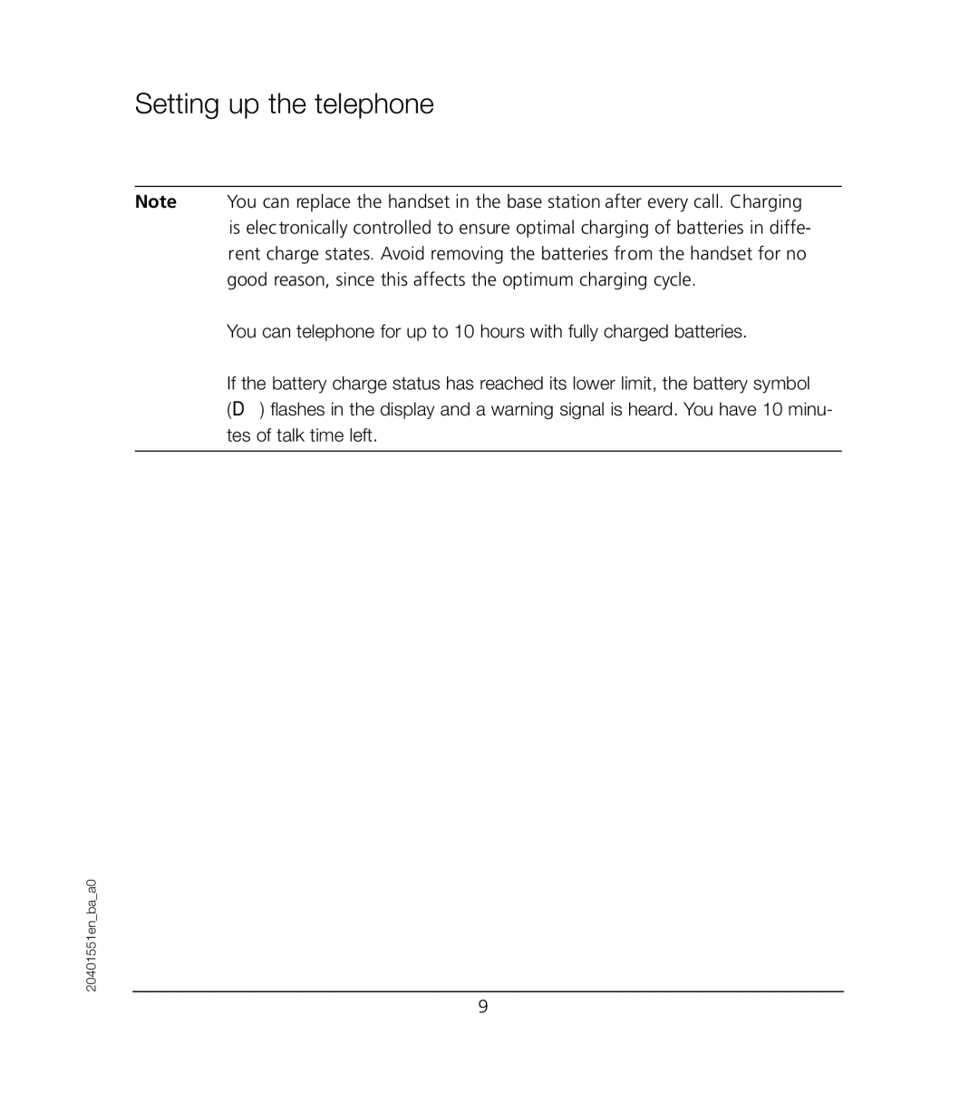 VTech VT6221 user manual Setting up the telephone 