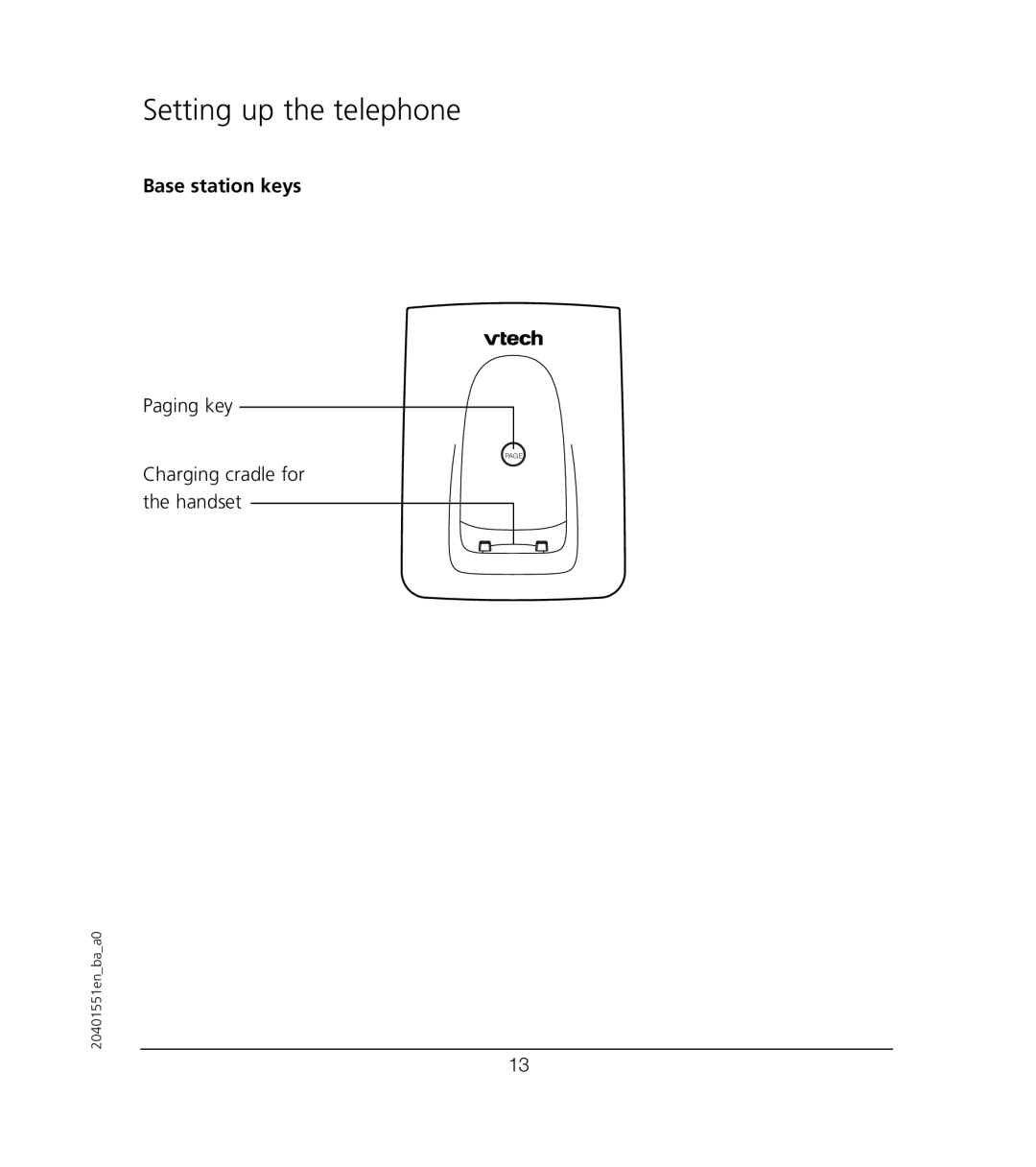 VTech VT6221 user manual Base station keys 