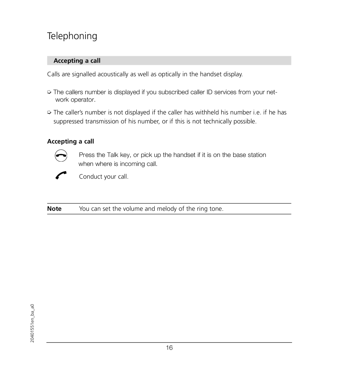 VTech VT6221 user manual Accepting a call 