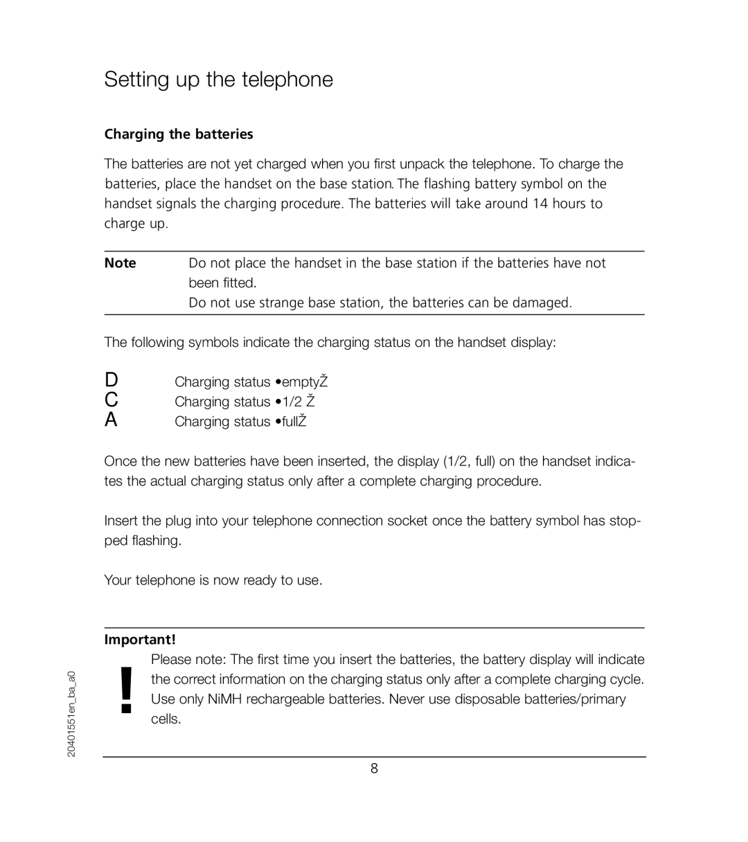 VTech VT6221 user manual Charging the batteries 