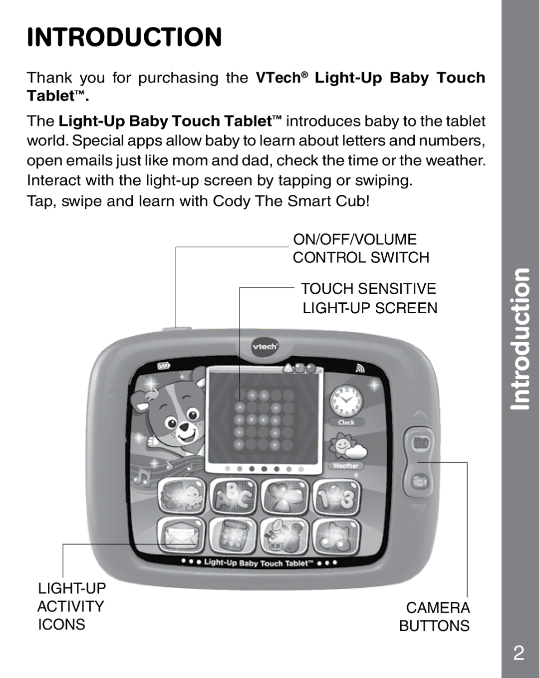 VTech vtech light-up baby touch tablet user manual Introduction 