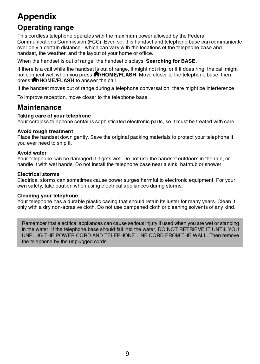 VTech vtech user manual Operating range, Maintenance 