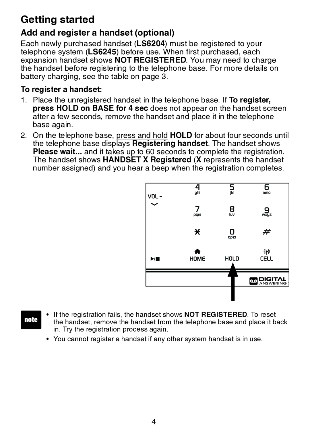 VTech vtech user manual Add and register a handset optional, To register a handset 