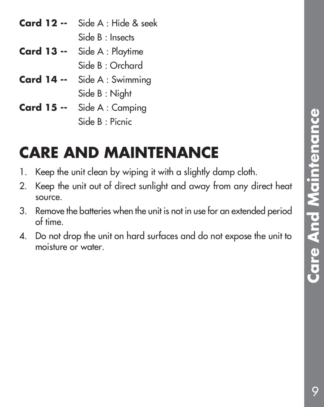 VTech Winnie the Pooh manual Care and Maintenance, Care And Maintenance 