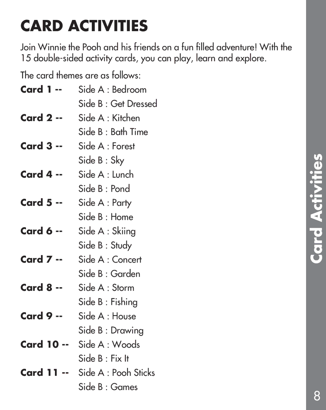 VTech Winnie the Pooh manual Card Activities 
