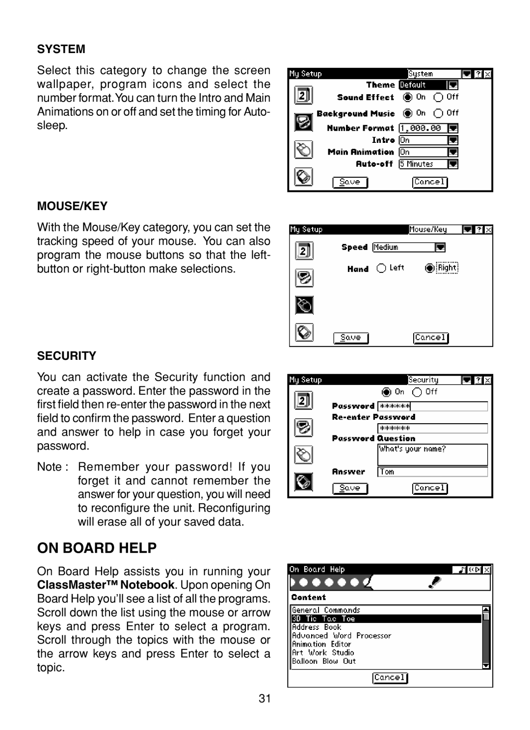 VTech XL Series user manual On Board Help, System 