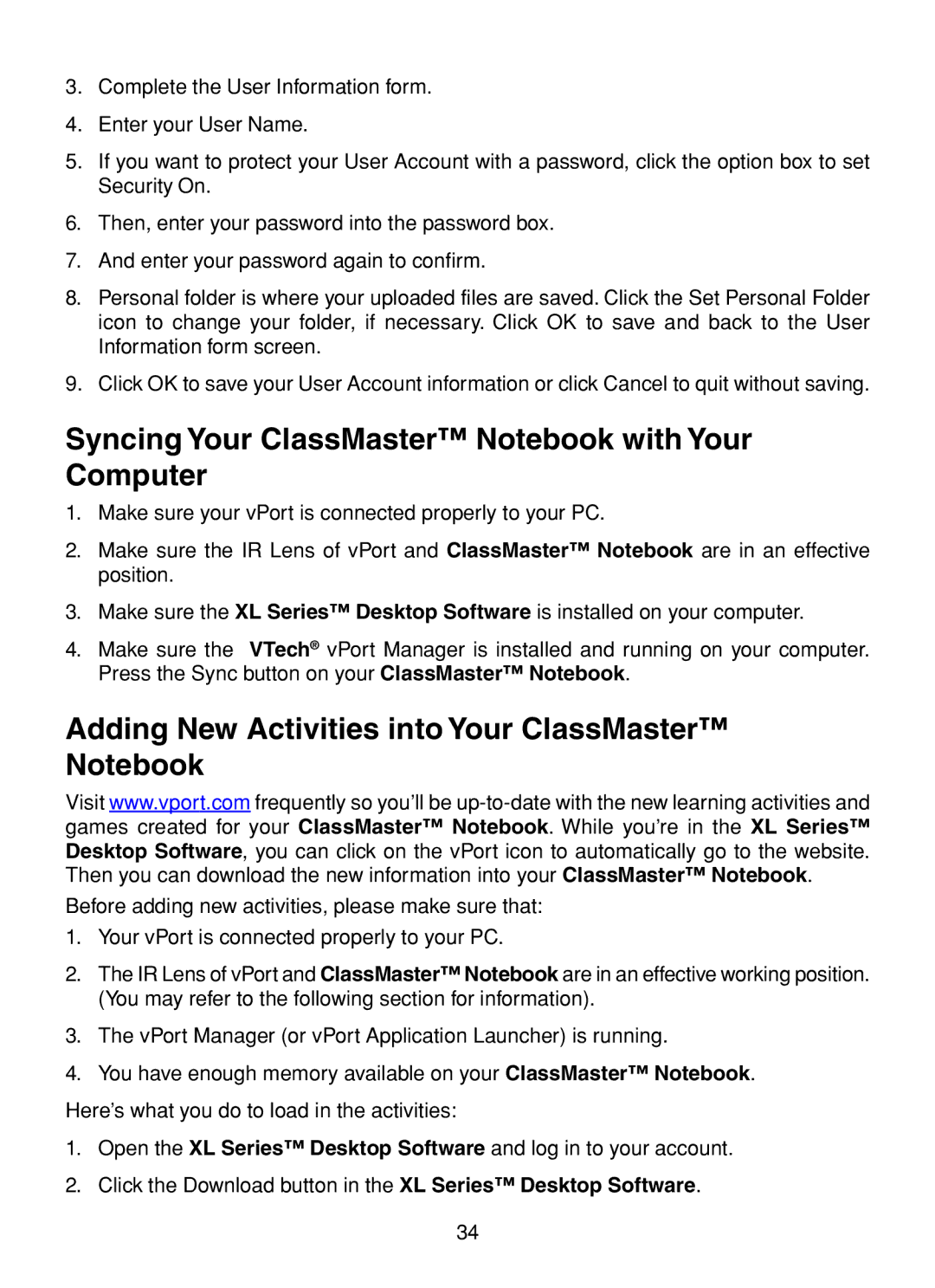 VTech XL Series Syncing Your ClassMaster Notebook with Your Computer, Adding New Activities into Your ClassMaster Notebook 