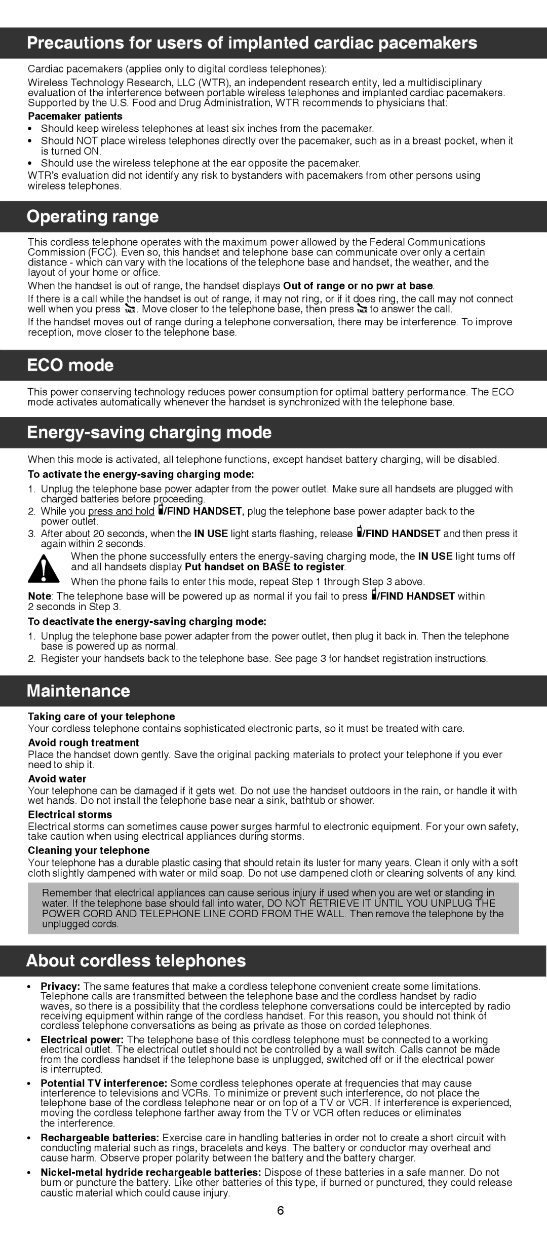 VTech dect 6.0 accessory handset for use with vtech models is7121/is7121-2/is7121-22 user manual Operating range, ECO mode 