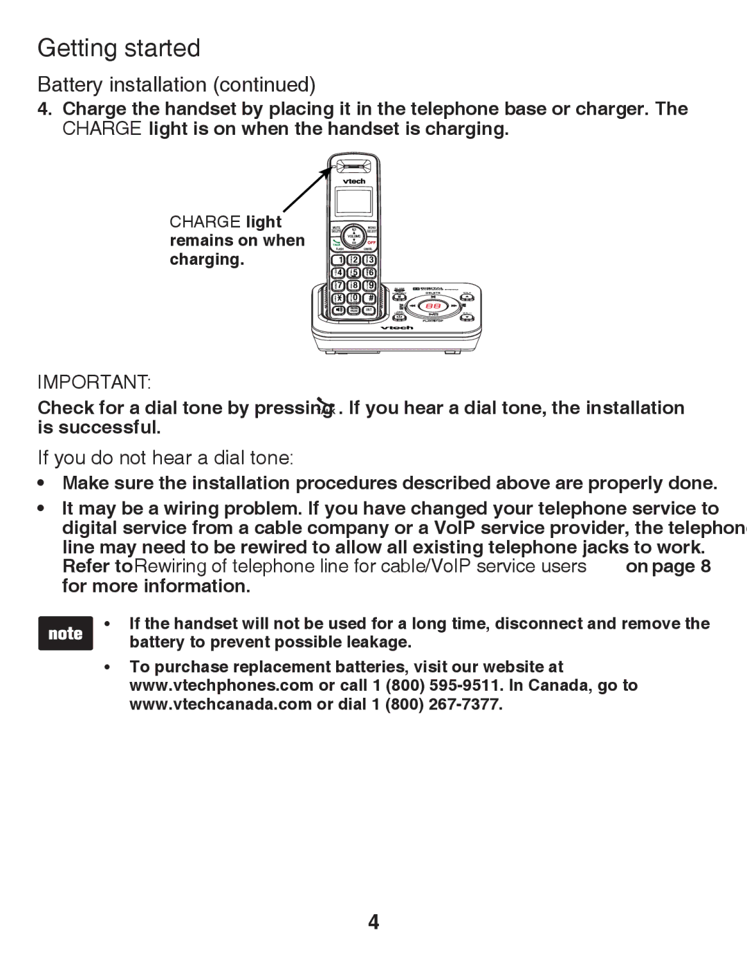 VTech CS6428-2/CS6429/ CS6249-15/CS6429-16/ CS6429-2/CS6429-3/ CS6429-4/CS6429-5 user manual If you do not hear a dial tone 