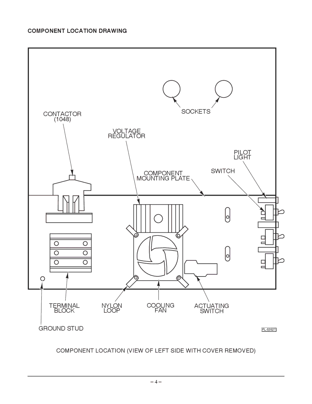 Vulcan-Hart 1024P ML-103835, 1048W ML-103840, 1036W ML-103837, 1036C ML-103836, 1024W ML-103834 Component Location Drawing 