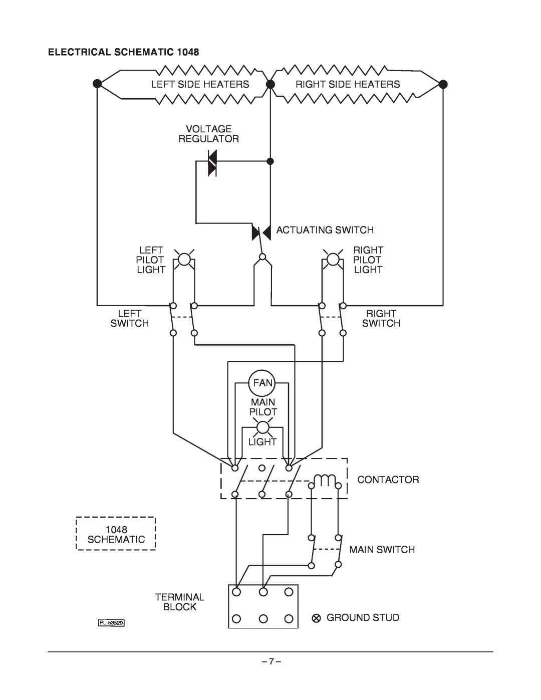 Vulcan-Hart 024C ML-103833 Electrical Schematic, Left Side Heaters, Right Side Heaters, Voltage Regulator Actuating Switch 