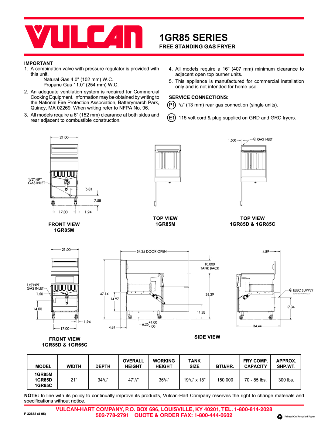 Vulcan-Hart 1GR85 Series manual 