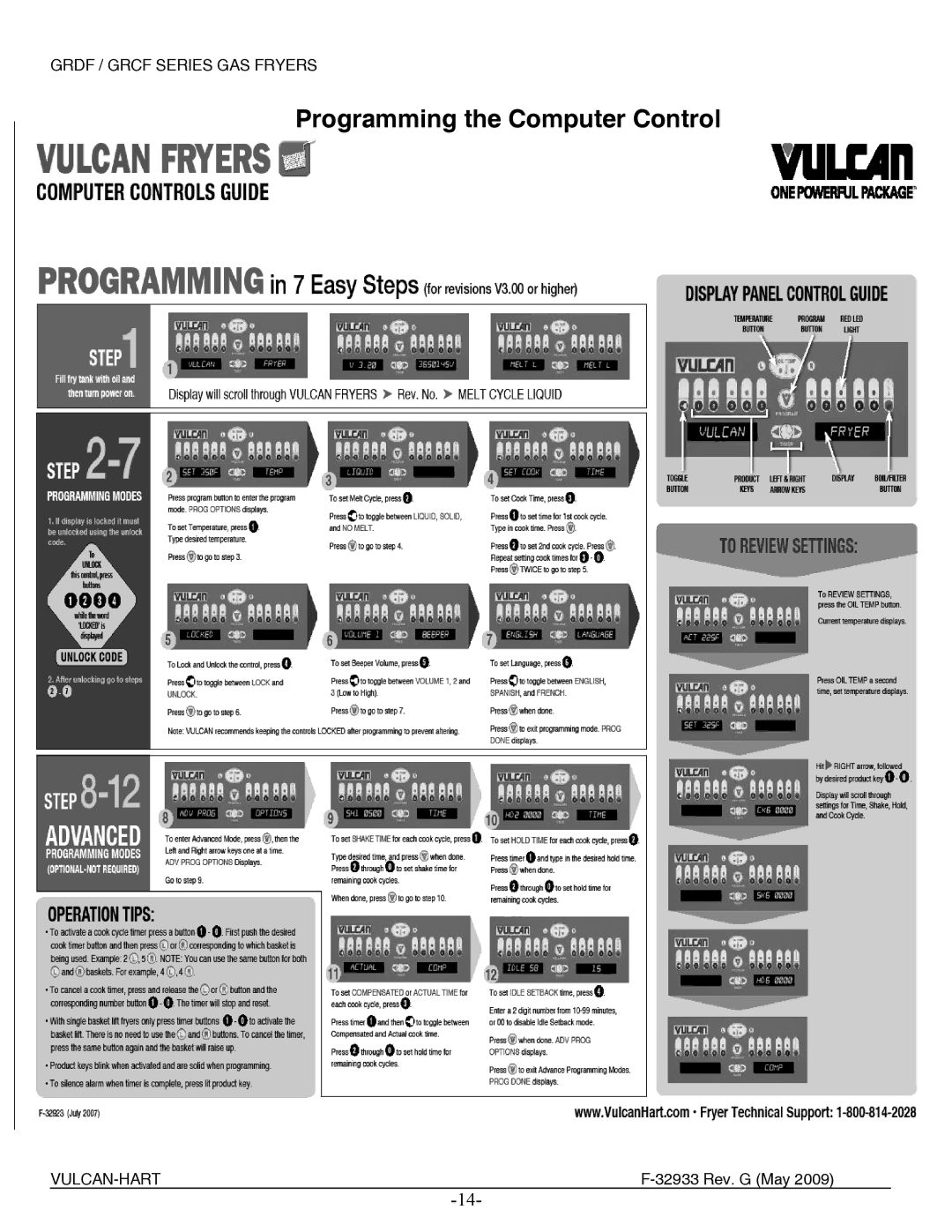 Vulcan-Hart 1GR65CF ML-136792, 3GR45DF ML-136427, 2GR45DF ML-136424, 2GR45CF ML-136431 manual Programming the Computer Control 