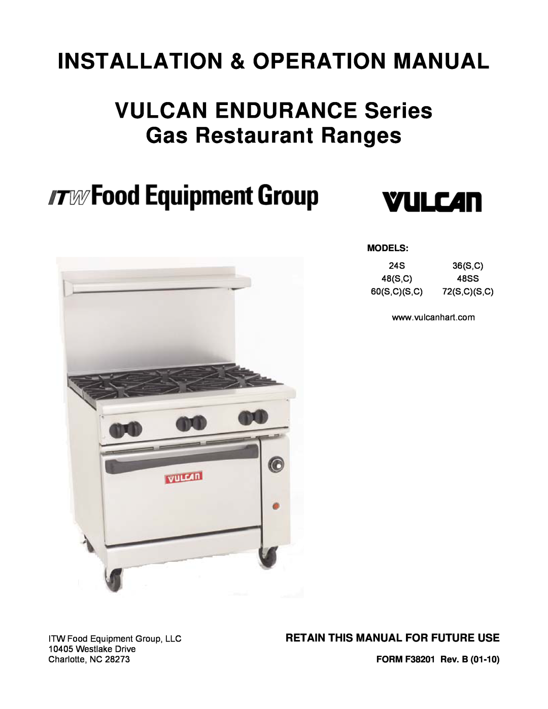 Vulcan-Hart 48(S,C), 24S operation manual Installation & Operation Manual, VULCAN ENDURANCE Series Gas Restaurant Ranges 