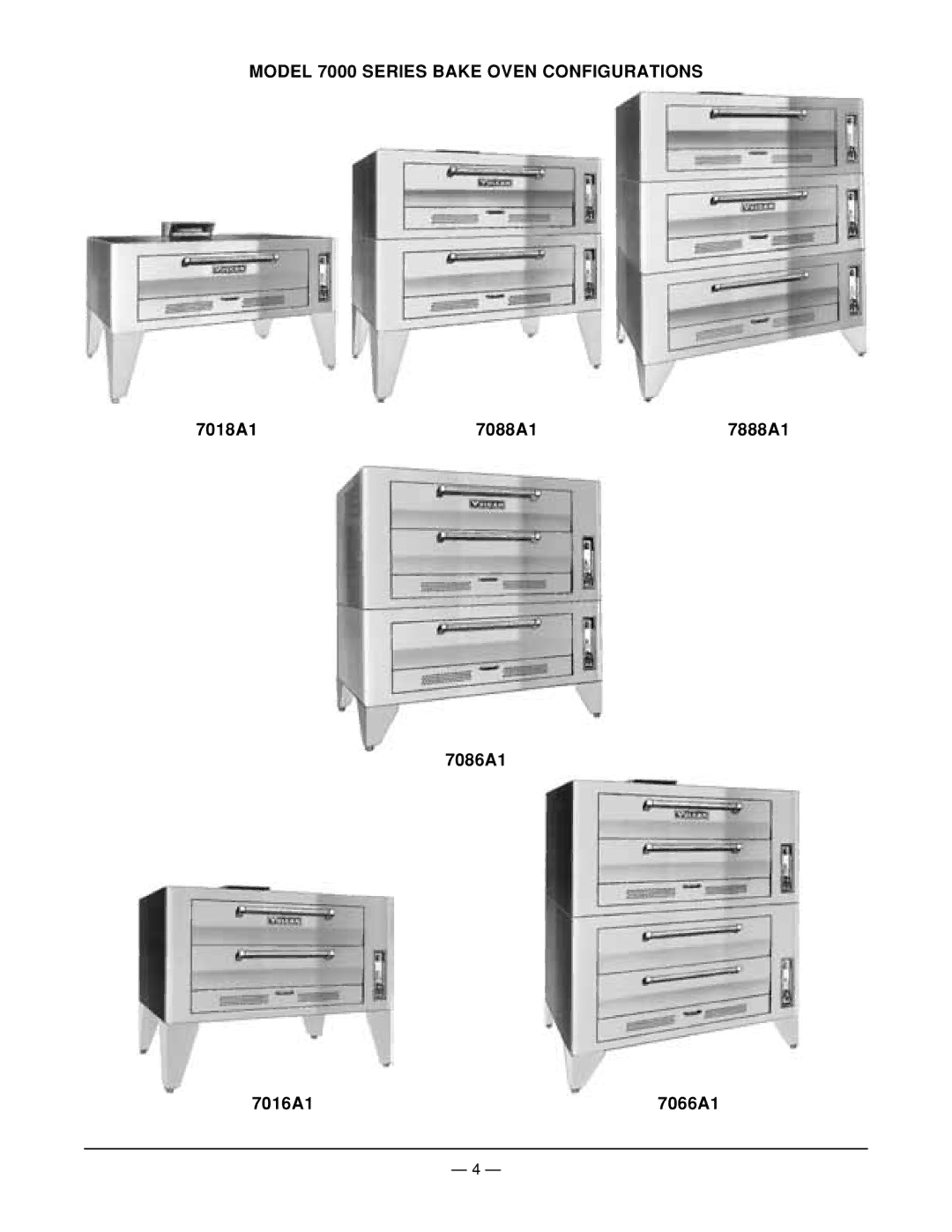 Vulcan-Hart 7086A1 ML-104494 Model 7000 Series Bake Oven Configurations, 7018A1 7088A1 7888A1 7086A1 7016A1 7066A1 