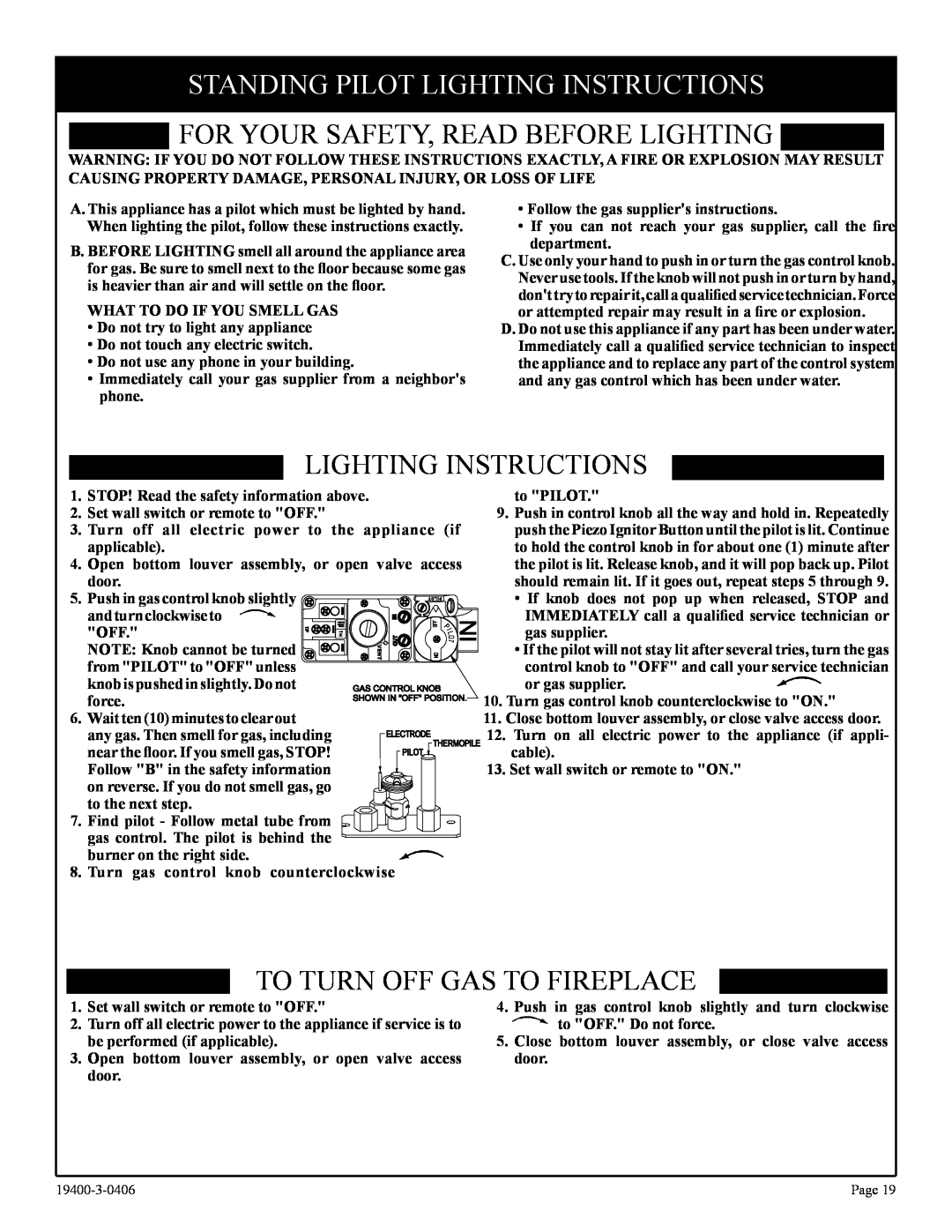 Vulcan-Hart BVD34FP50(F,L)N-1 Standing Pilot Lighting Instructions, For Your Safety, Read Before Lighting, to PILOT, door 