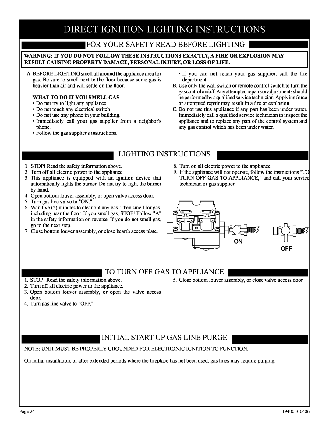 Vulcan-Hart BVP42FP52(F,L)N-1 Direct Ignition Lighting Instructions, For Your Safety Read Before Lighting 