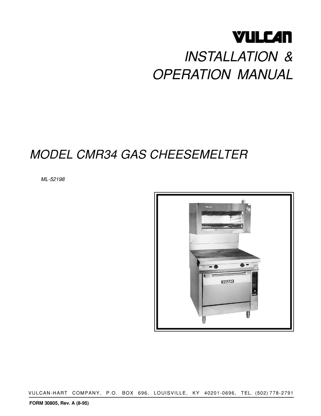 Vulcan-Hart CMR34 operation manual Installation 