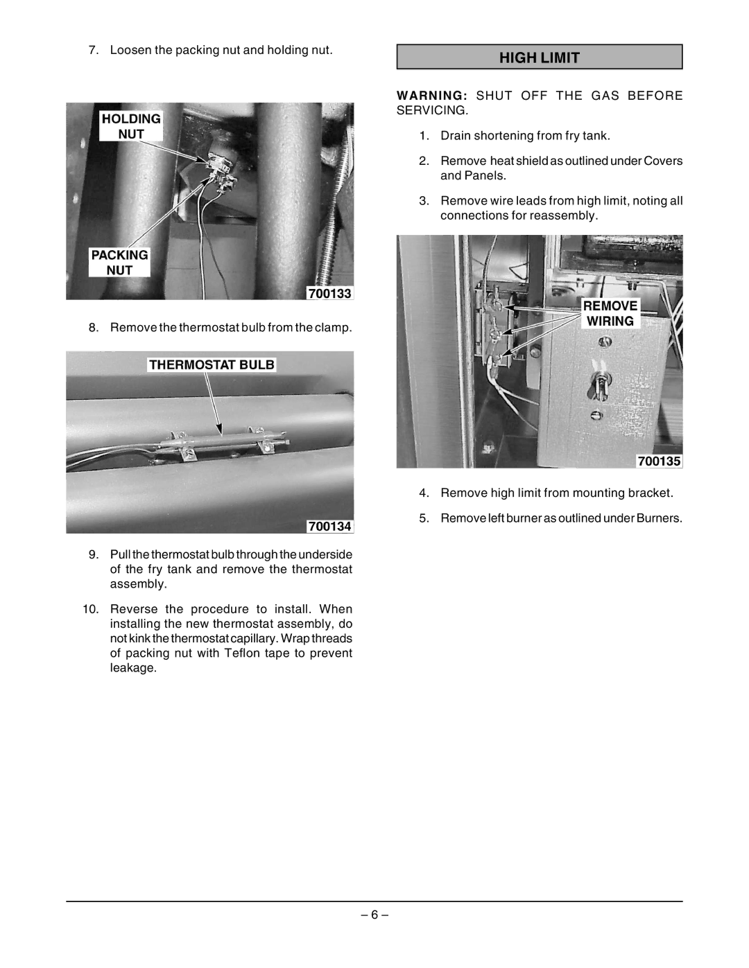 Vulcan-Hart EF5 ML-114944, EF4 ML-114943, EF3 ML-52099 service manual High Limit 