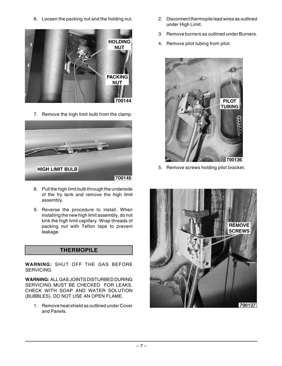 Vulcan-Hart EF4 ML-114943, EF5 ML-114944, EF3 ML-52099 service manual Thermopile 