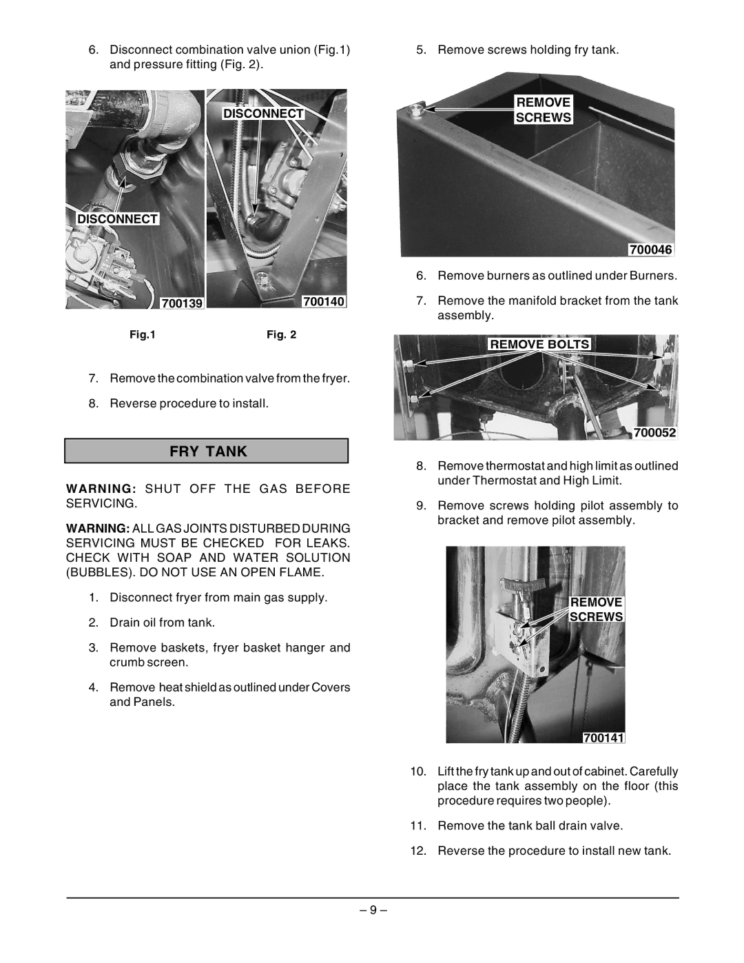 Vulcan-Hart EF5 ML-114944, EF4 ML-114943, EF3 ML-52099 service manual FRY Tank 