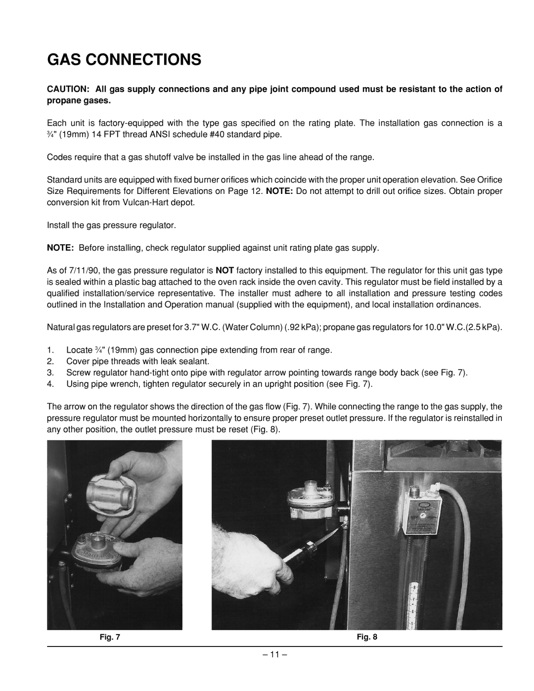 Vulcan-Hart EG160, EG260, EG60, EG36, EG48 service manual GAS Connections 