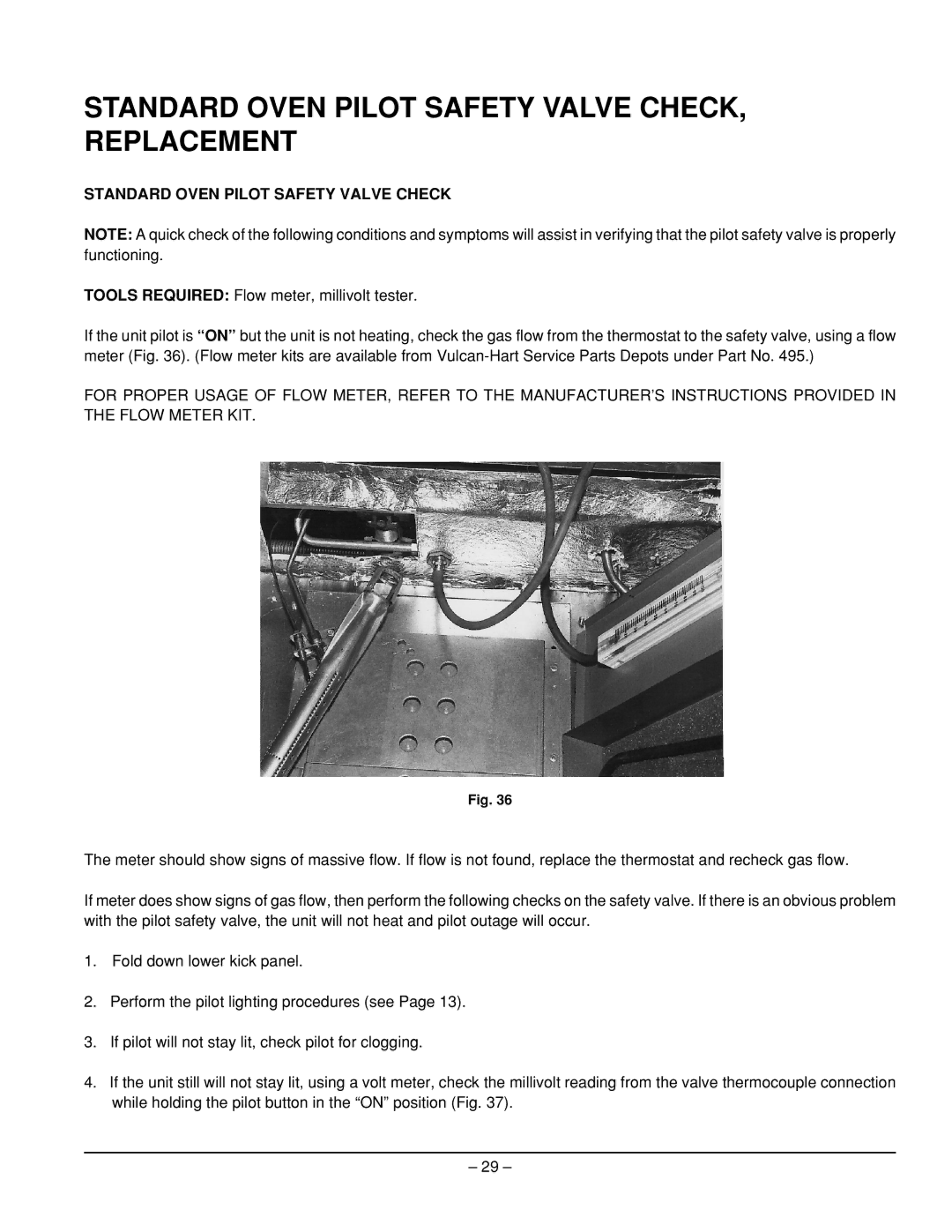 Vulcan-Hart EG36, EG160, EG260 Standard Oven Pilot Safety Valve CHECK, Replacement, Standard Oven Pilot Safety Valve Check 