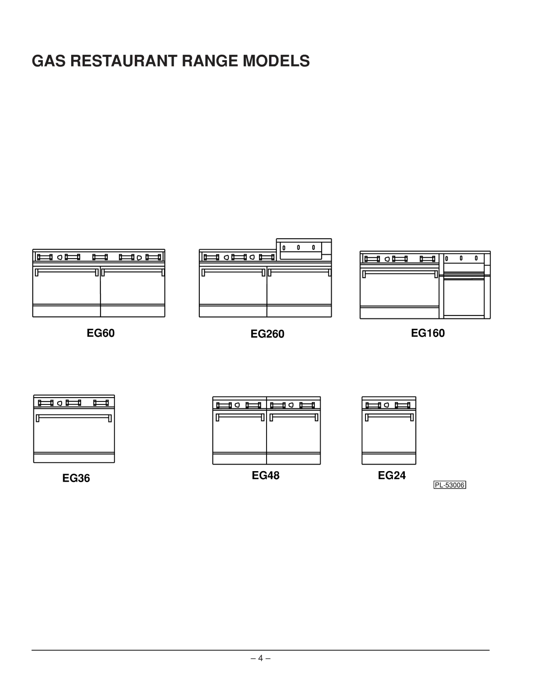 Vulcan-Hart EG36, EG160, EG260, EG60, EG48 service manual GAS Restaurant Range Models 