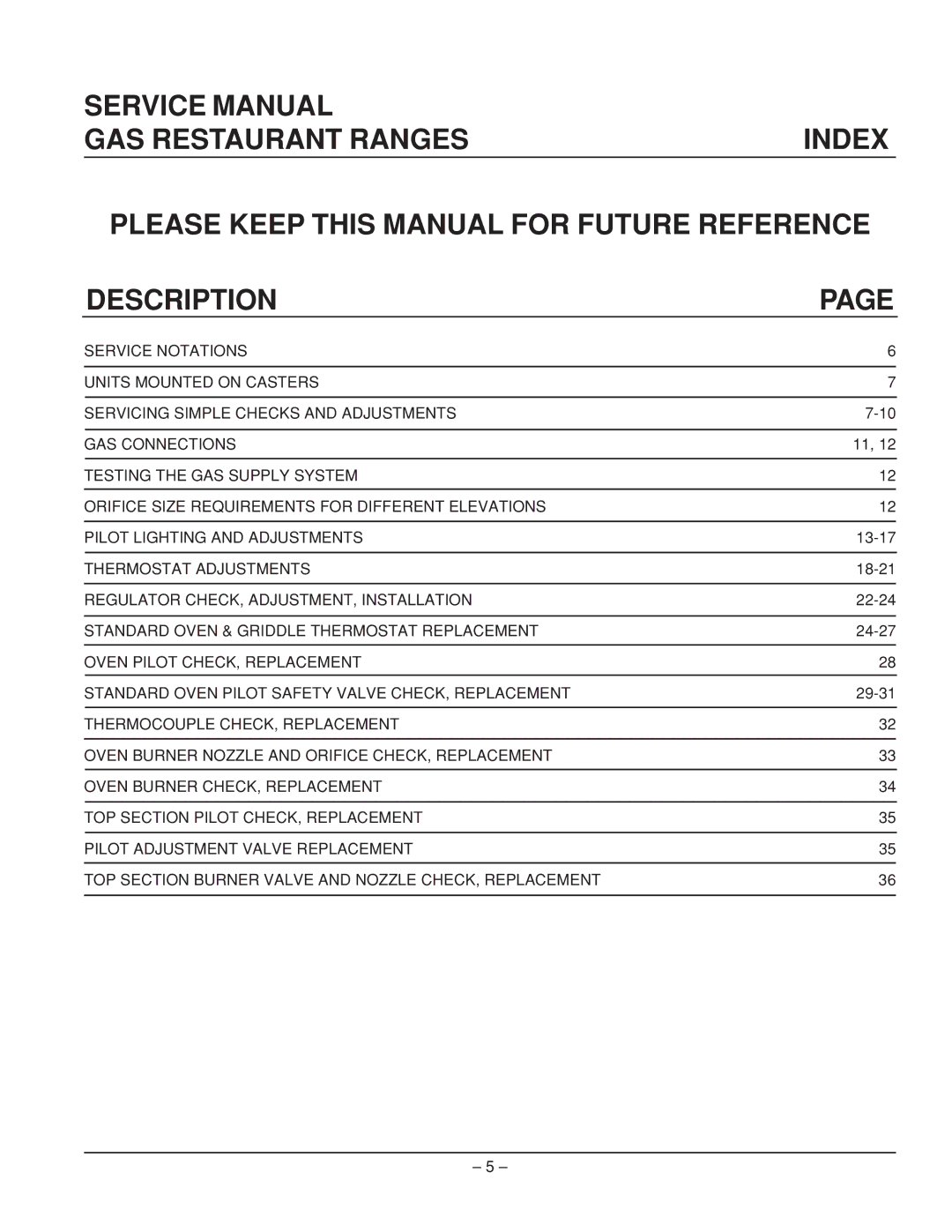 Vulcan-Hart EG48, EG160, EG260, EG60, EG36 service manual Thermostat Adjustments 