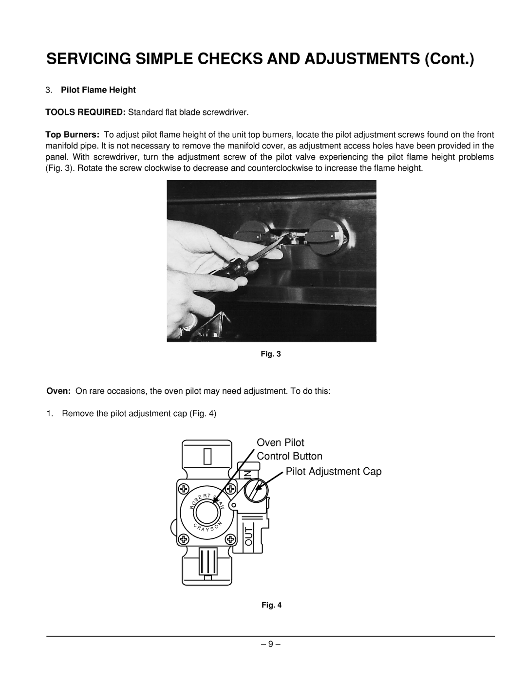 Vulcan-Hart EG36, EG160, EG260, EG60, EG48 service manual Pilot Flame Height 