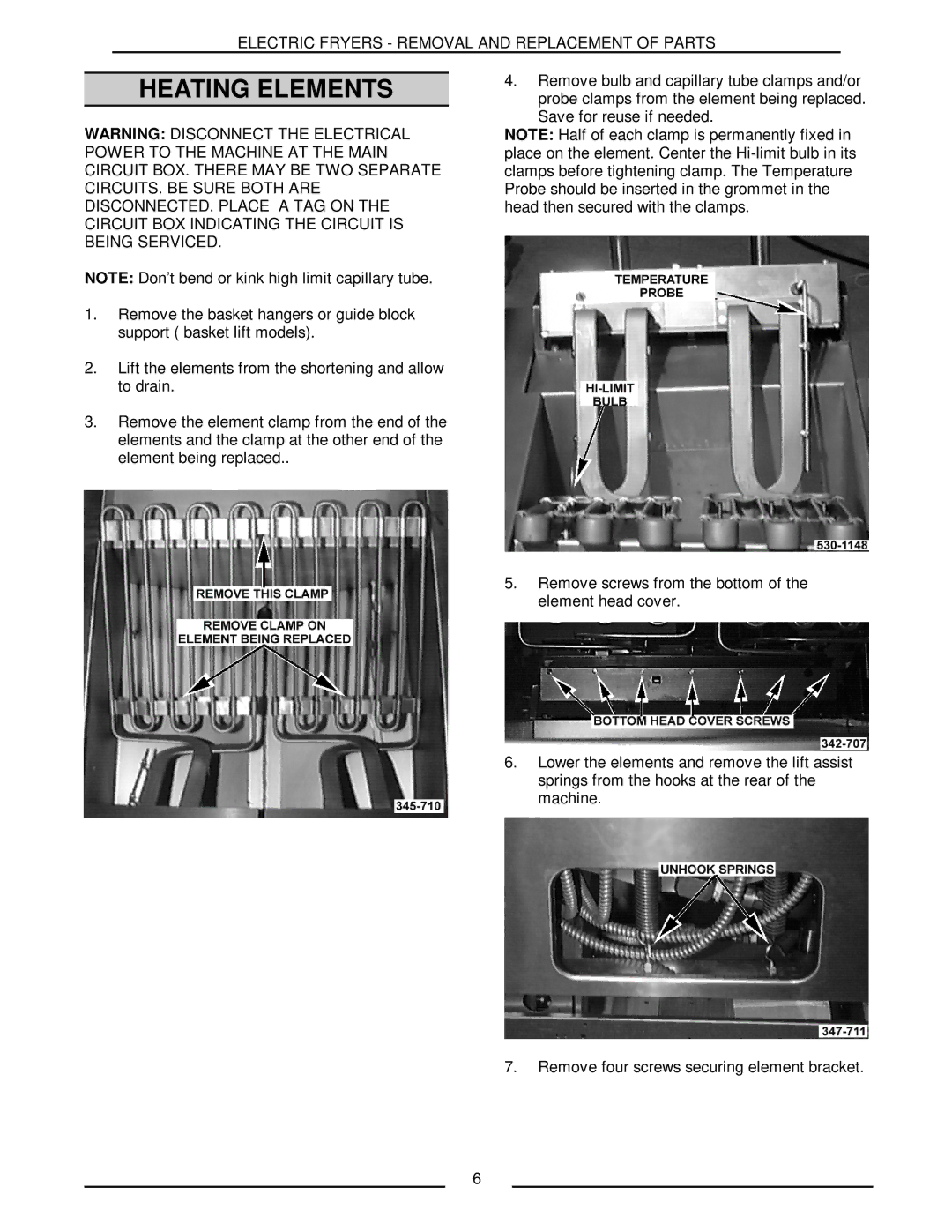 Vulcan-Hart ERD40 service manual Heating Elements 