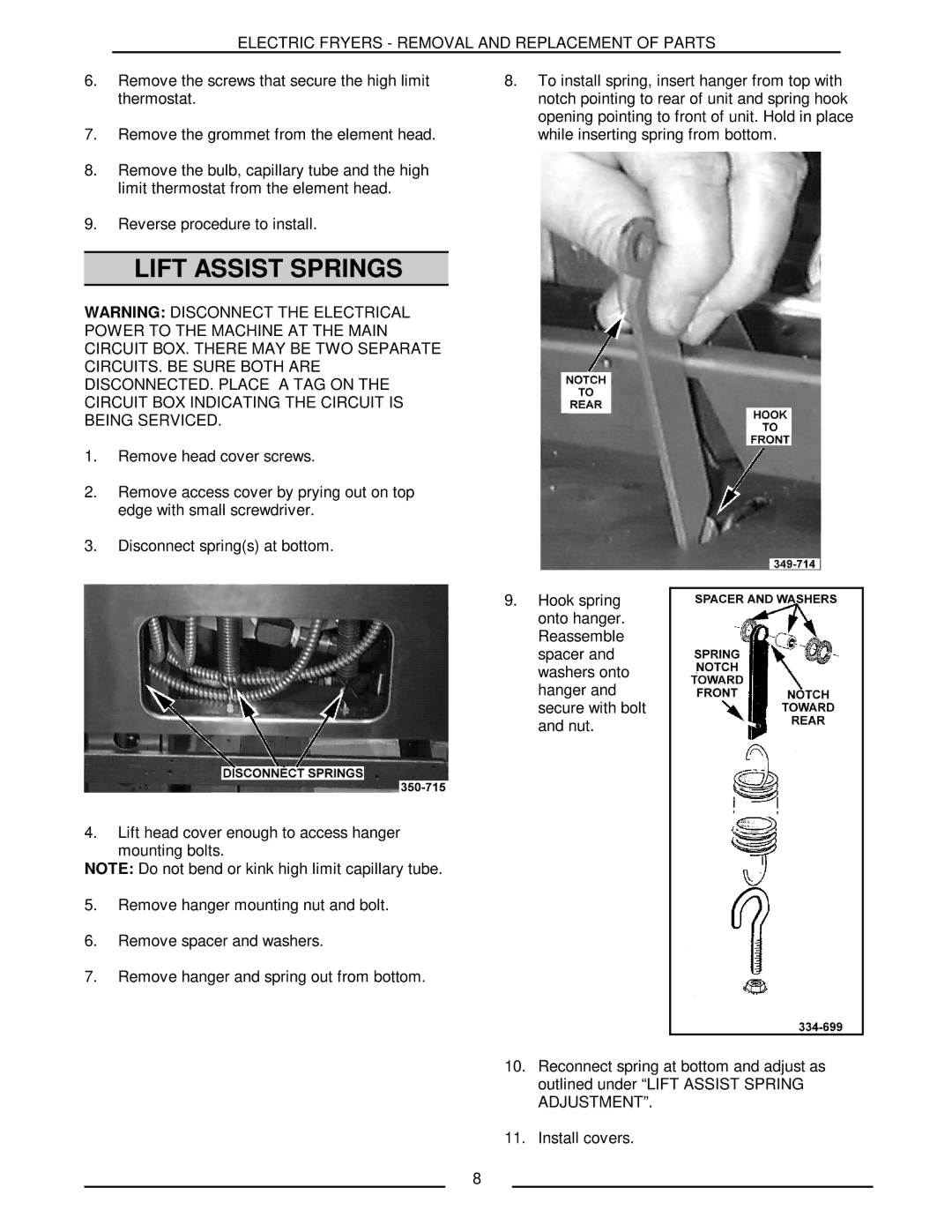 Vulcan-Hart ERD40 service manual Lift Assist Springs 