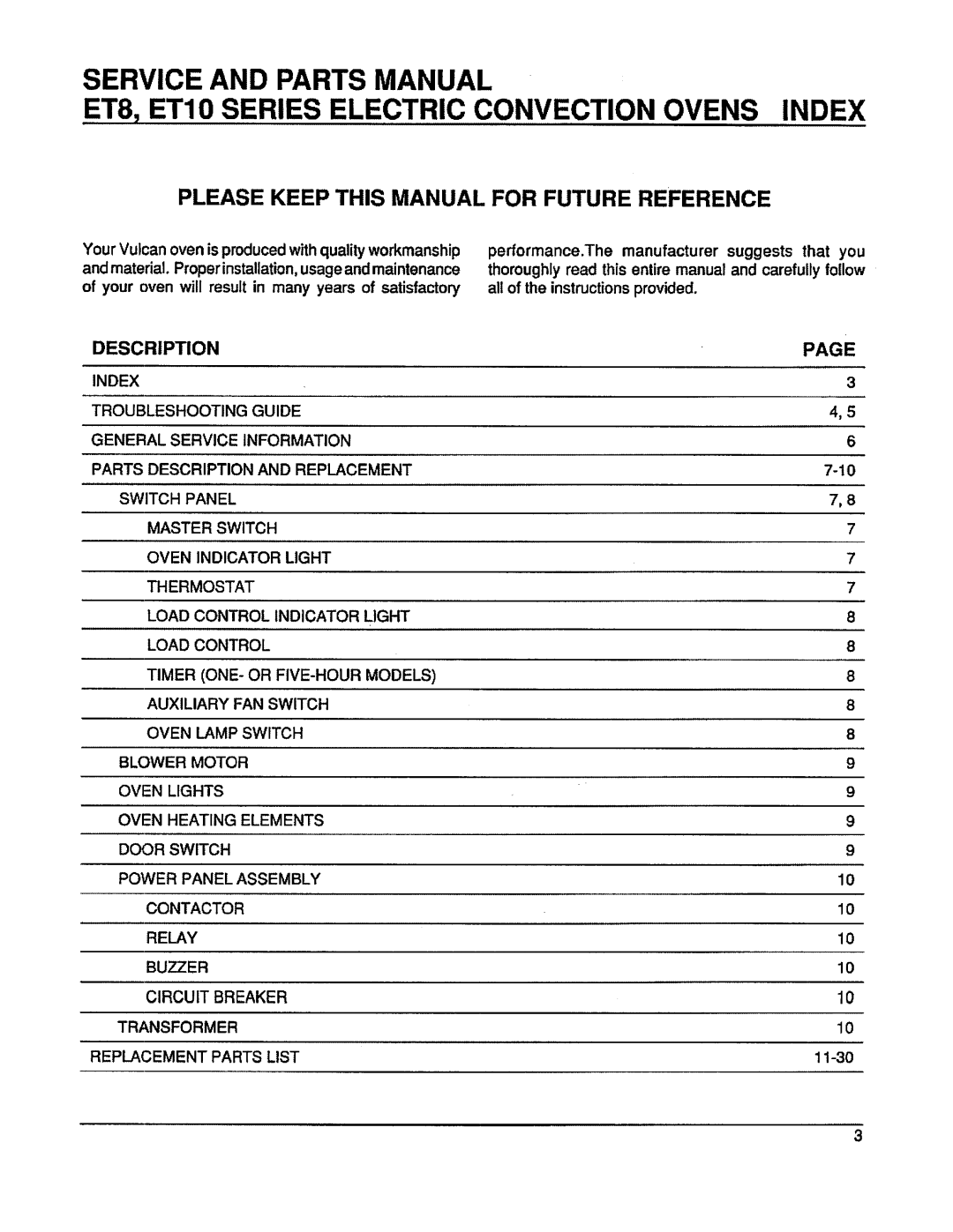 Vulcan-Hart ETH88R, ETH101, ETH10R, ETH8R, ET8R, ET88R, ET101R, ET10R manual 