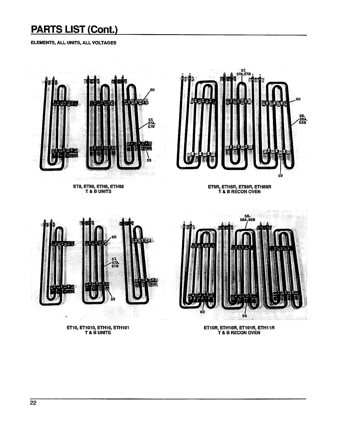 Vulcan-Hart ETH88R, ETH101, ETH10R, ETH8R, ET8R, ET88R, ET101R, ET10R manual 