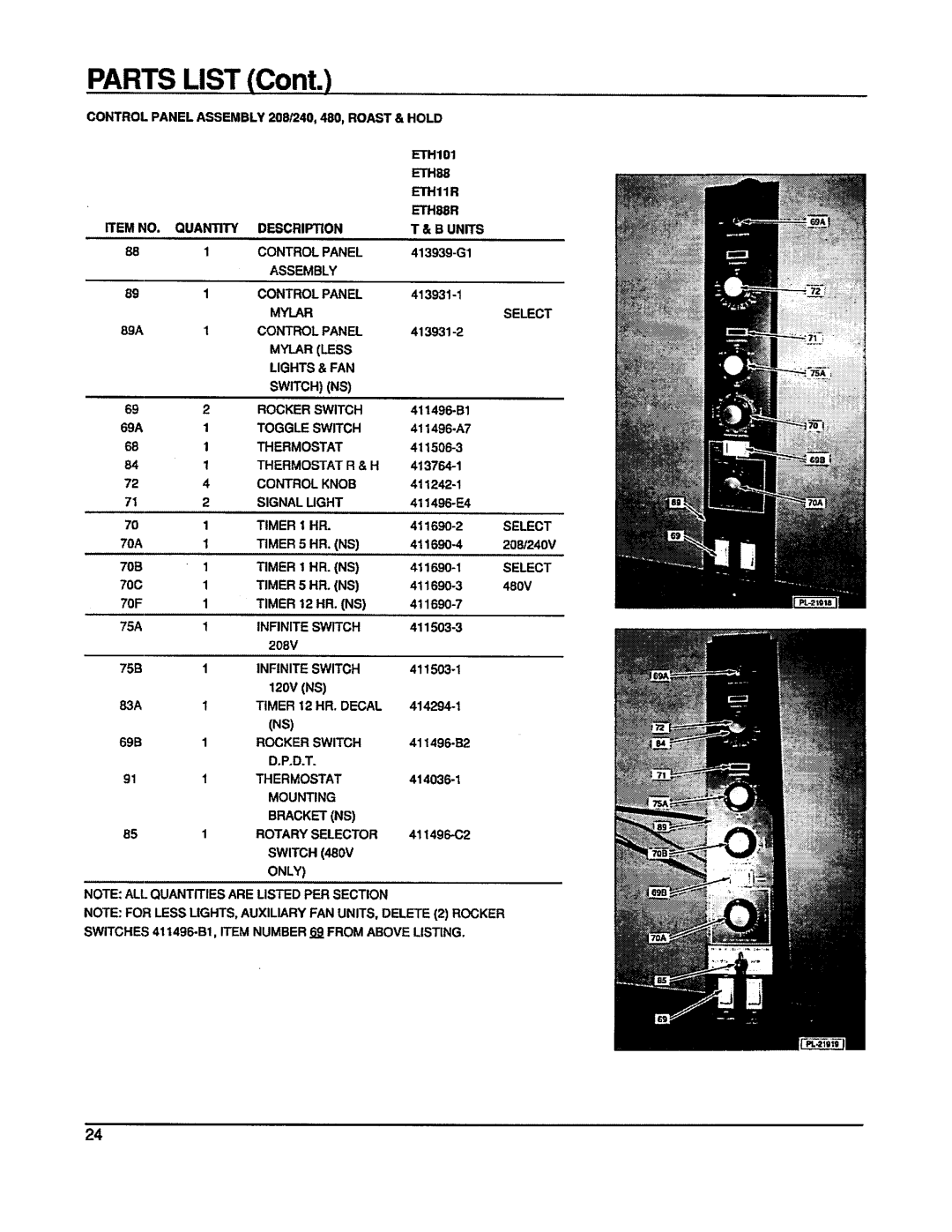 Vulcan-Hart ET88R, ETH88R, ETH101, ETH10R, ETH8R, ET8R, ET101R, ET10R manual 