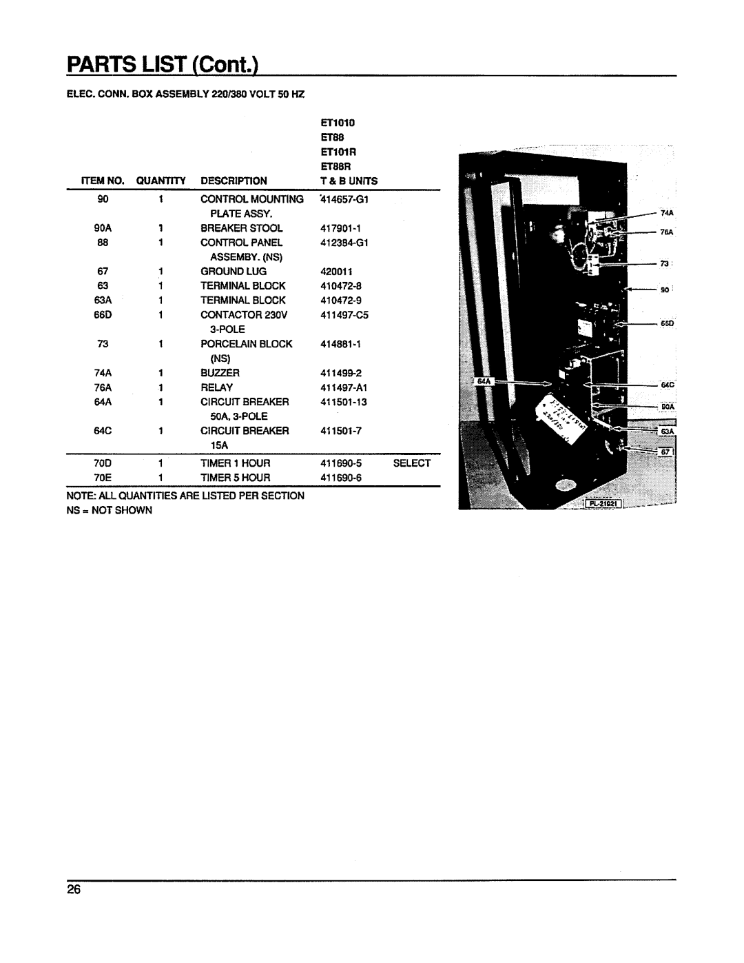 Vulcan-Hart ET10R, ETH88R, ETH101, ETH10R, ETH8R, ET8R, ET88R, ET101R manual 