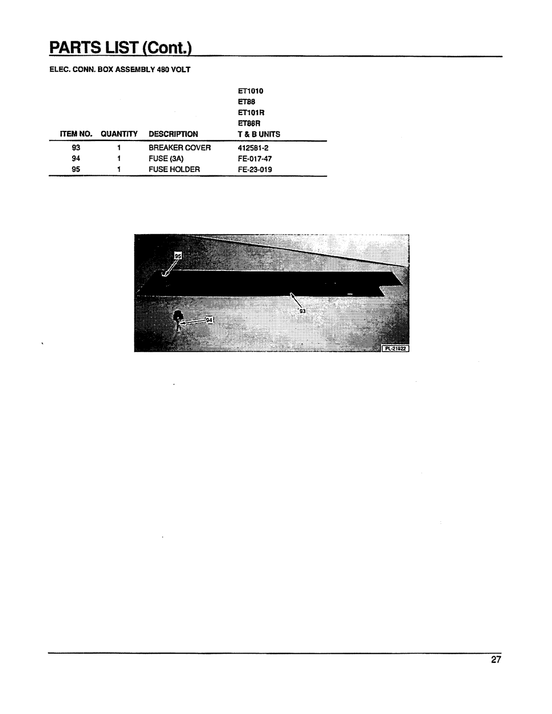 Vulcan-Hart ETH88R, ETH101, ETH10R, ETH8R, ET8R, ET88R, ET101R, ET10R manual 