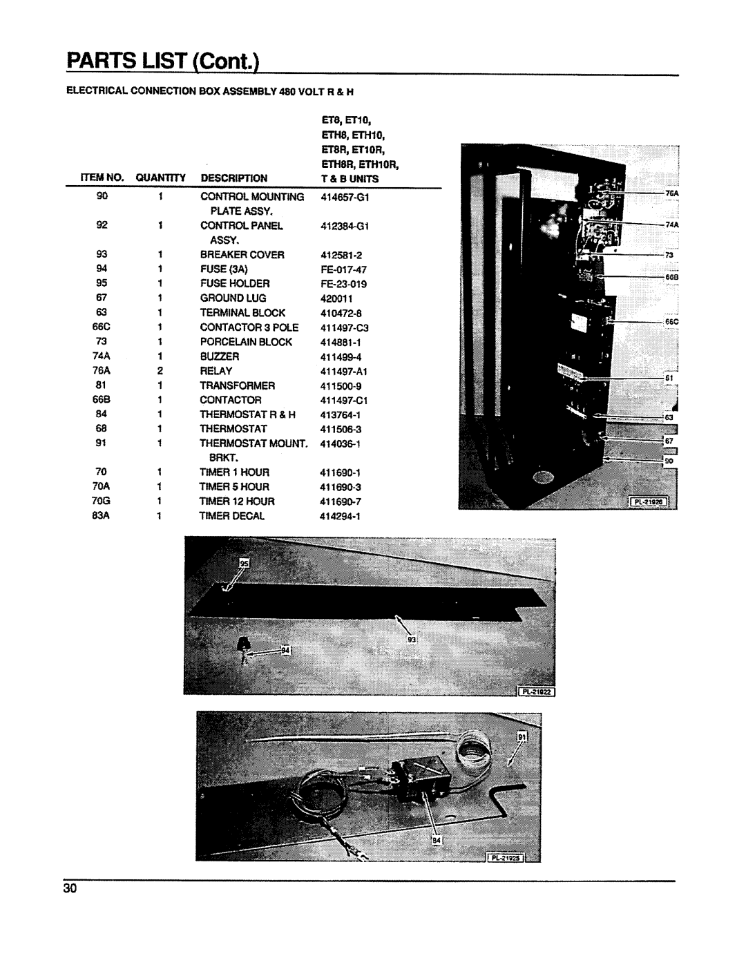 Vulcan-Hart ETH10R, ETH88R, ETH101, ETH8R, ET8R, ET88R, ET101R, ET10R manual 