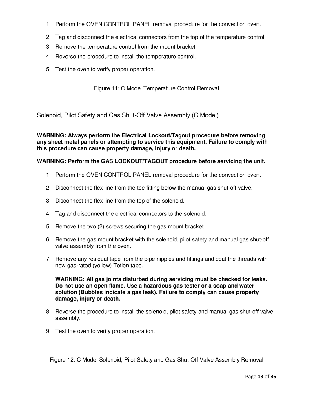 Vulcan-Hart F-37418 service manual Model Temperature Control Removal 