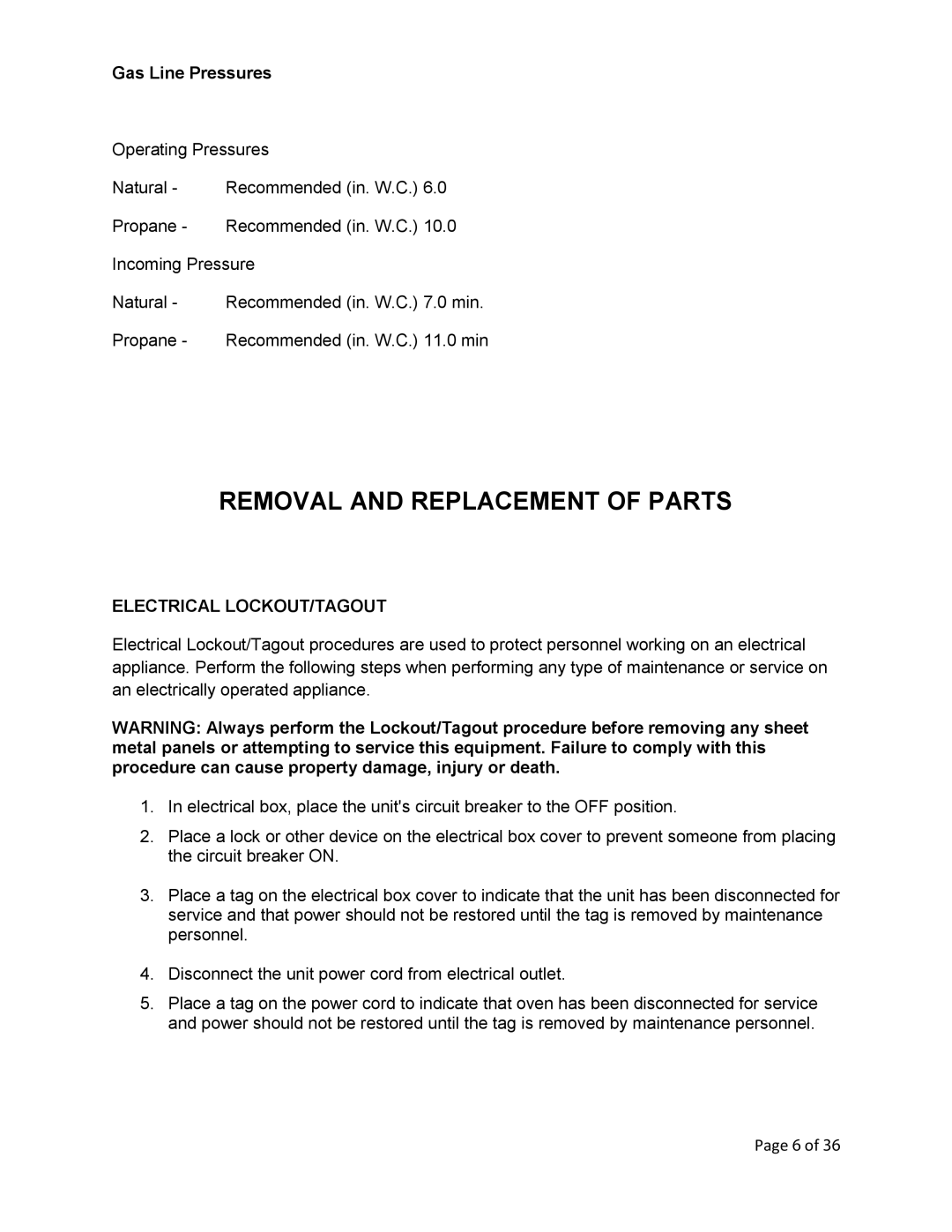 Vulcan-Hart F-37418 service manual Removal and Replacement of Parts 