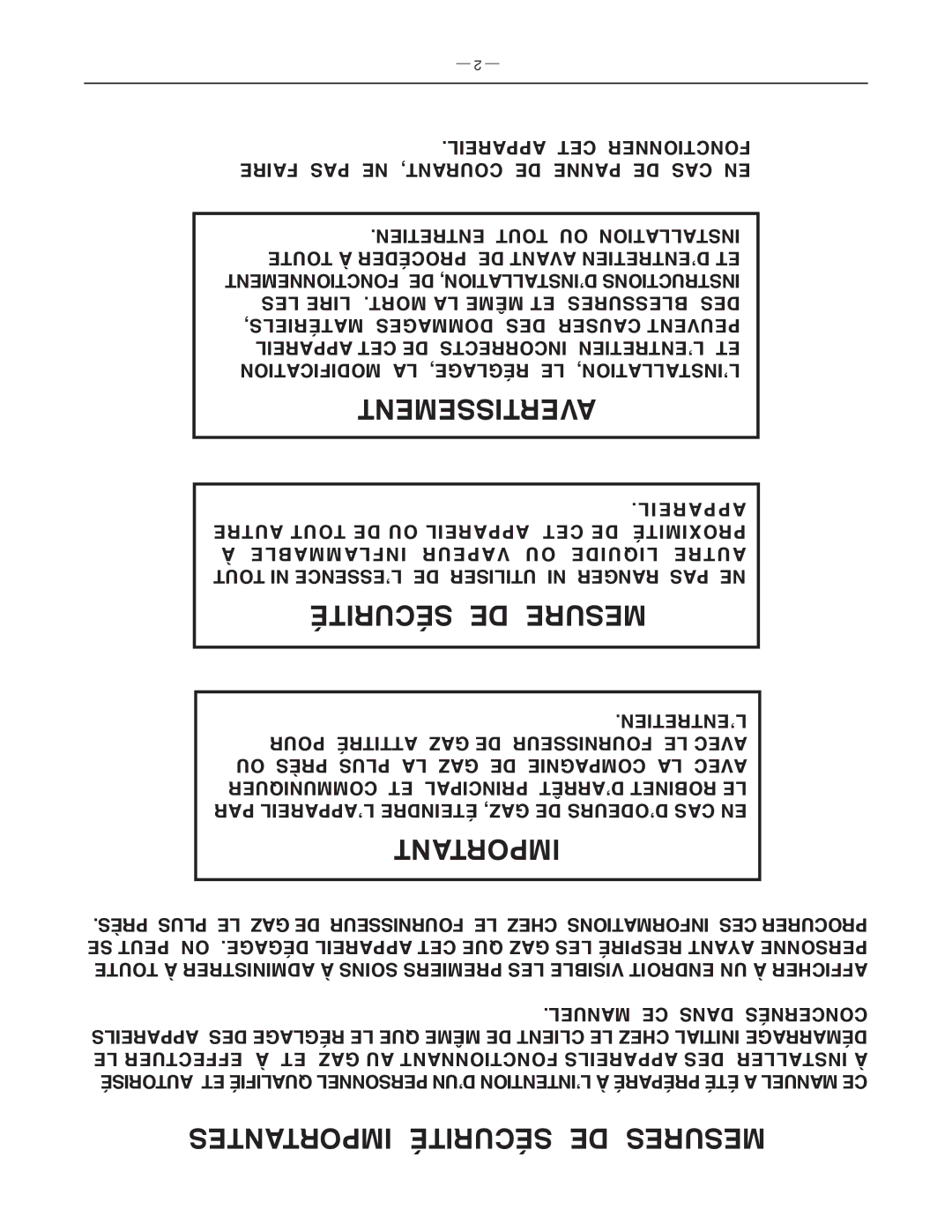 Vulcan-Hart FK36_A manual Avertissement, Importantes Sécurité DE Mesures 