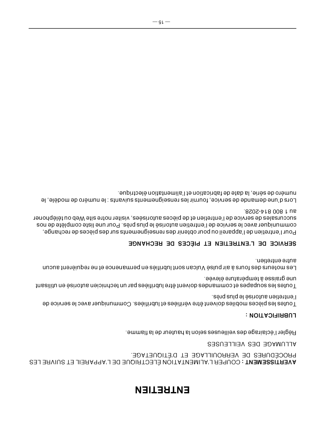 Vulcan-Hart FK36_A manual Rechange De Pièces Et L’Entretien De Service, Lubrification 