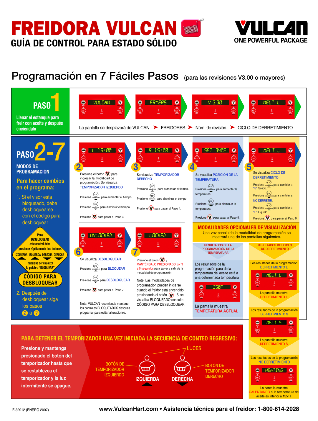 Vulcan-Hart Fryers manual Freidora Vulcan, Izquierda Derecha Derecho 